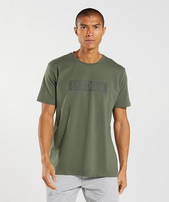 T Shirts Gymshark Block Hombre Verde Oliva | CO 3295MQZ